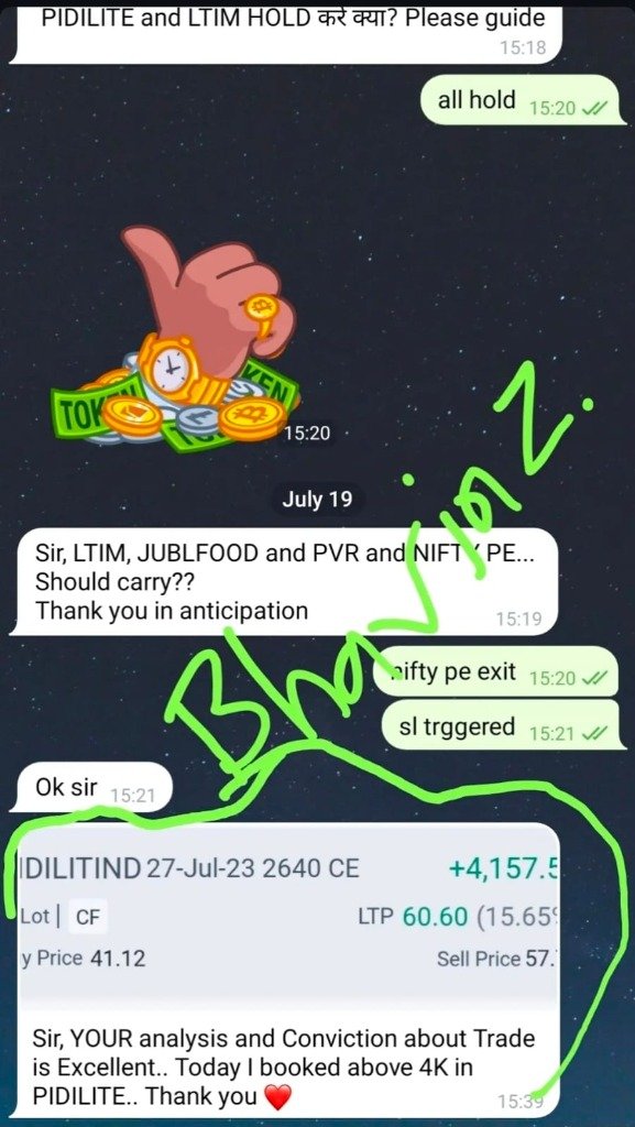 Pidilite 4K+ profit booking chat screenshot