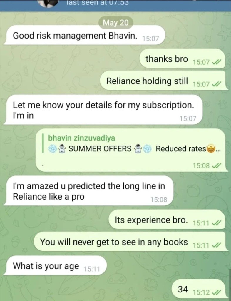Reliance prediction and risk management chat